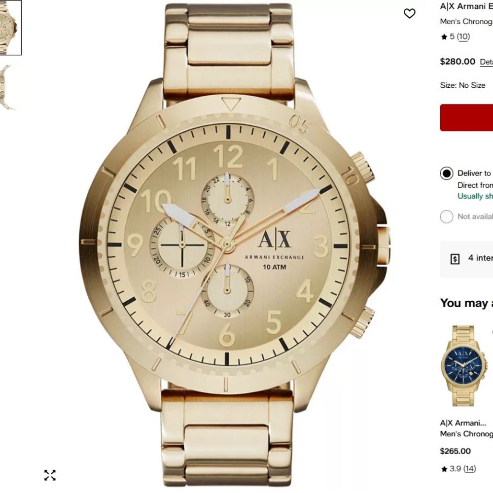Armani Exchange Gold Men's Watch